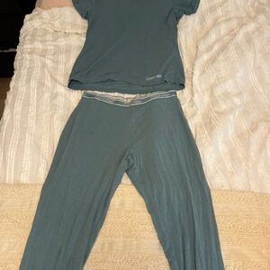 Calvin Klein Teal-Blue Lounge Tee & Pants Set